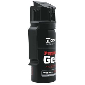 Mace Pepper Gel Defense Spray — OC Gel Formula, 18-Foot Range, Minimal Blowback, Flip-Top Safety Cap, Belt/Visor Clip, UV Dye Detection, Available in Night Defender and Magnum Size