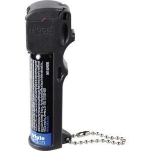 Mace Triple Action Personal Pepper Spray 0.63 oz — OC Pepper, Tear Gas, and UV Dye, Stream Pattern, 12-Foot Range, Flip Top Safety, Ball Keychain, Self-Defense Spray for Everyday Carry