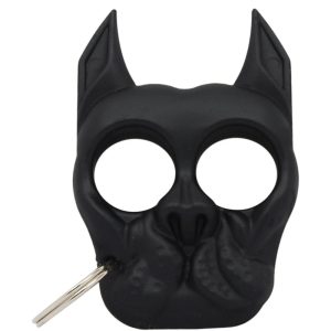 Brutus Bulldog Self-Defense Keychain — Impact-Resistant ABS Plastic, Pointed Ear Strike Tips, Finger-Grip Eye Holes, Compact 2.5 x 3.5 Inch Design, Available in Black Pink and Purple, Keyring Included