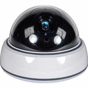 Dummy Dome Security Camera with Flashing LED — White Body, Realistic HD Camera Design, ABS Plastic Housing, Wall Mount Included, 3-AAA Battery Powered, Indoor Deterrent Camera