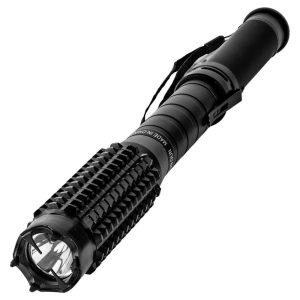 Bad Ass Metal Stun Baton and Flashlight 110,000,000 Volts — 4.9 Milliamp Output, 120-Lumen LED, 14.75-Inch Aircraft Aluminum Body, Rubberized Grip, Rechargeable, Wrist Strap, Charger Included