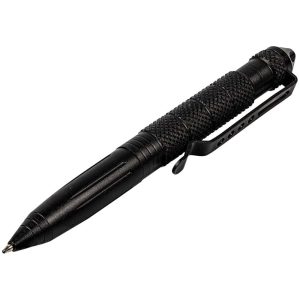 Tactical Black Twist Pen with Glass Breaker Tip — Aircraft Aluminum, Pocket Clip, Extra Ink Refill Included, 6.25-Inch Length, Covert Self-Defense Writing Tool